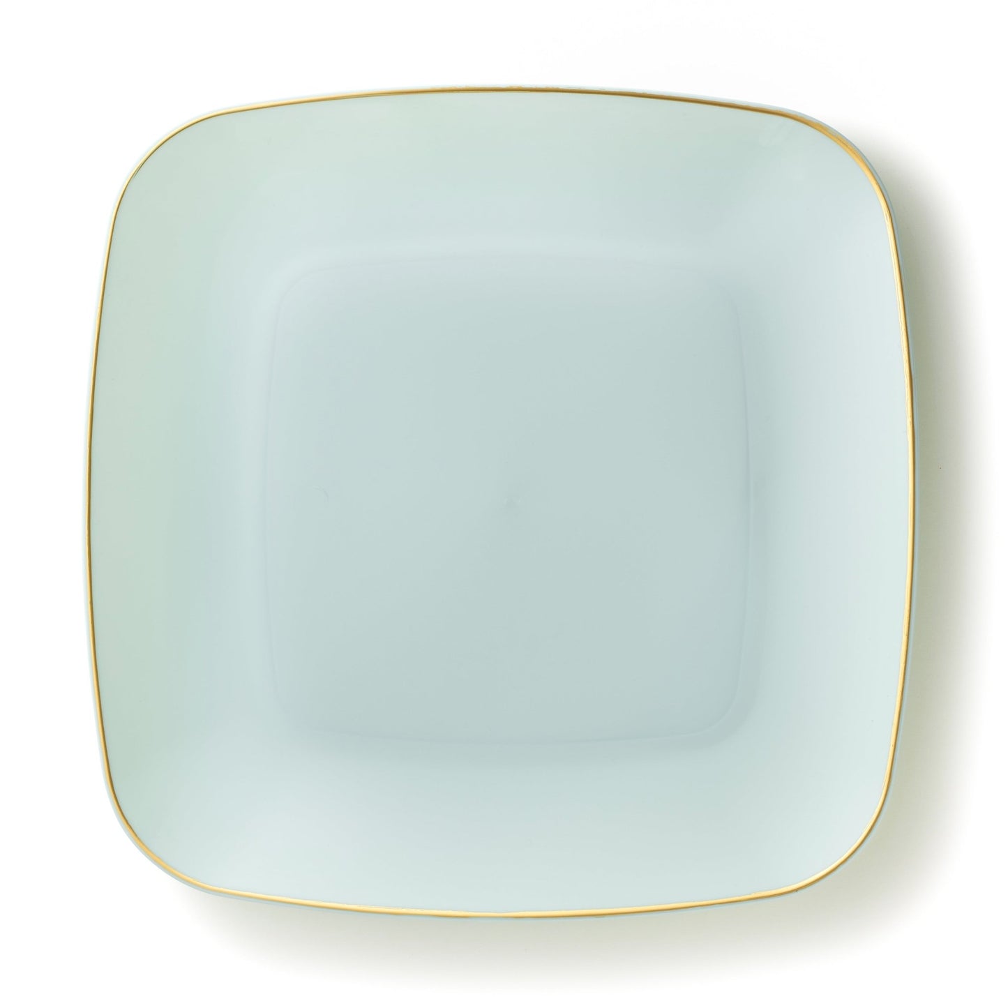 Turquoise and Gold Rim Square Plastic Plates 10 Pack - Classic Plate Pro Linens