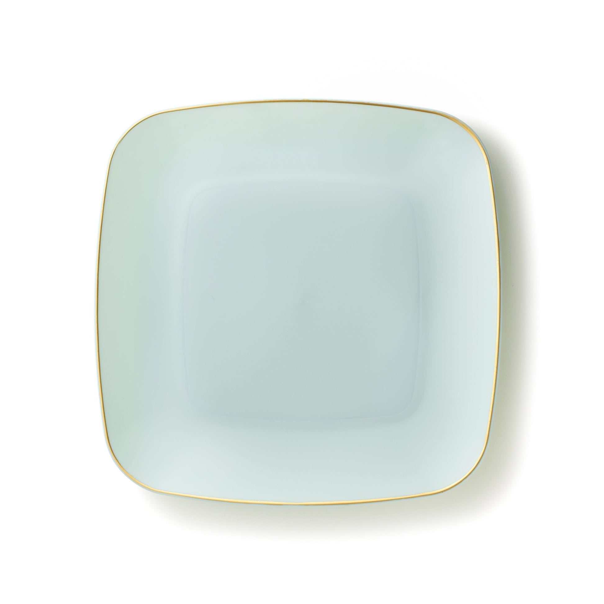 Turquoise and Gold Rim Square Plastic Plates 10 Pack - Classic Plate Pro Linens