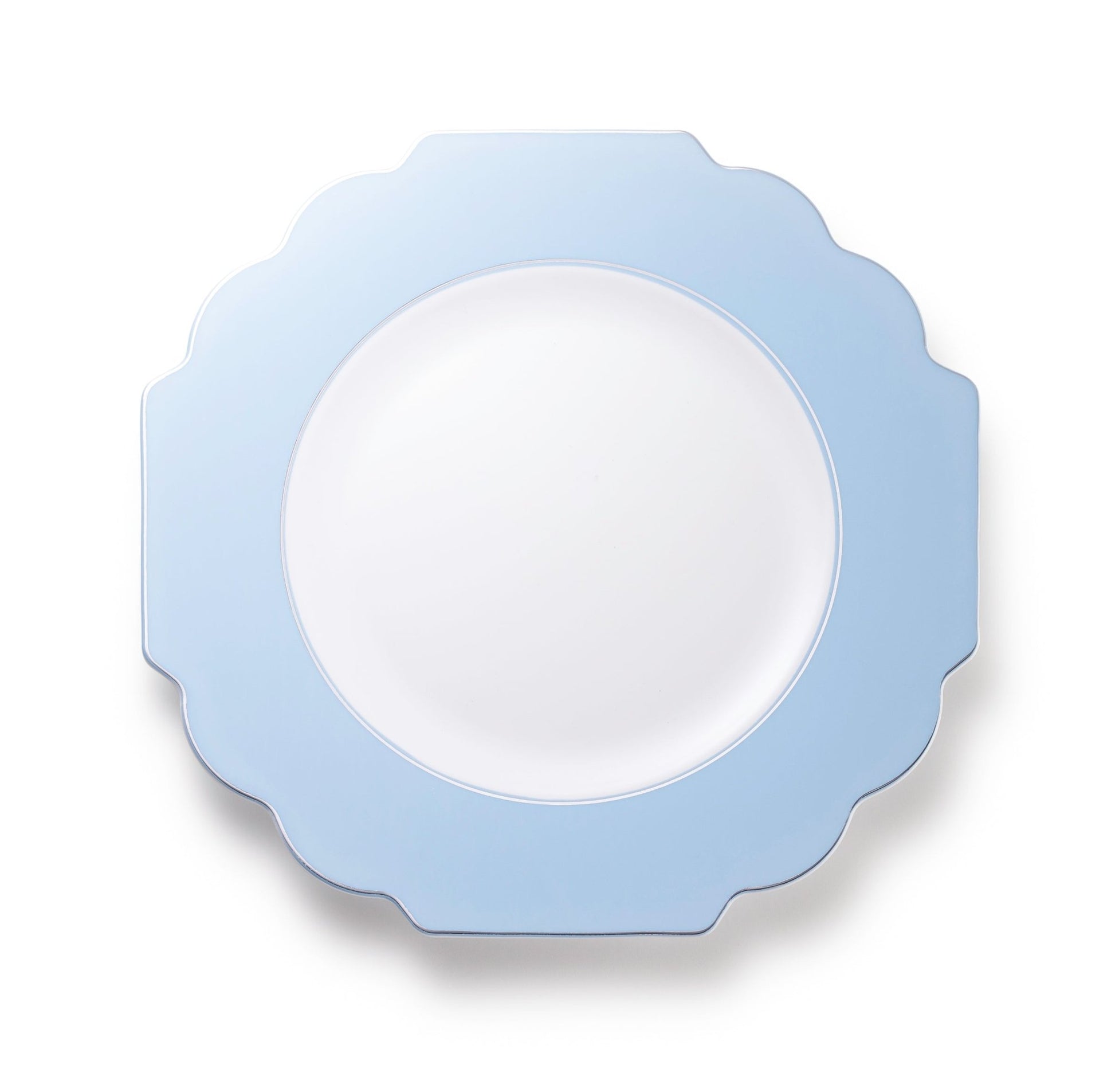 Turquoise and Silver Rim Plastic Plates 10 Pack - Grand Plate Pro Linens