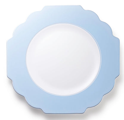 Turquoise and Silver Rim Plastic Plates 10 Pack - Grand Plate Pro Linens