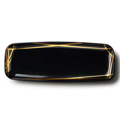 Twist Black and Gold Oval Serving Dish - 2 Pack Serving Tray Pro Linens