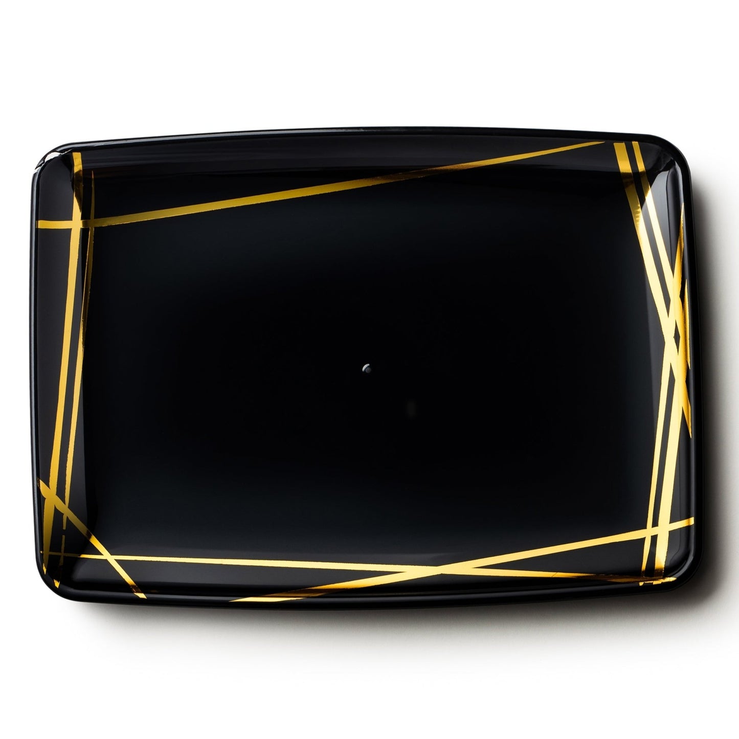 Twist Black and Gold Rectangle Serving Dish - 2 Pack Serving Tray Pro Linens