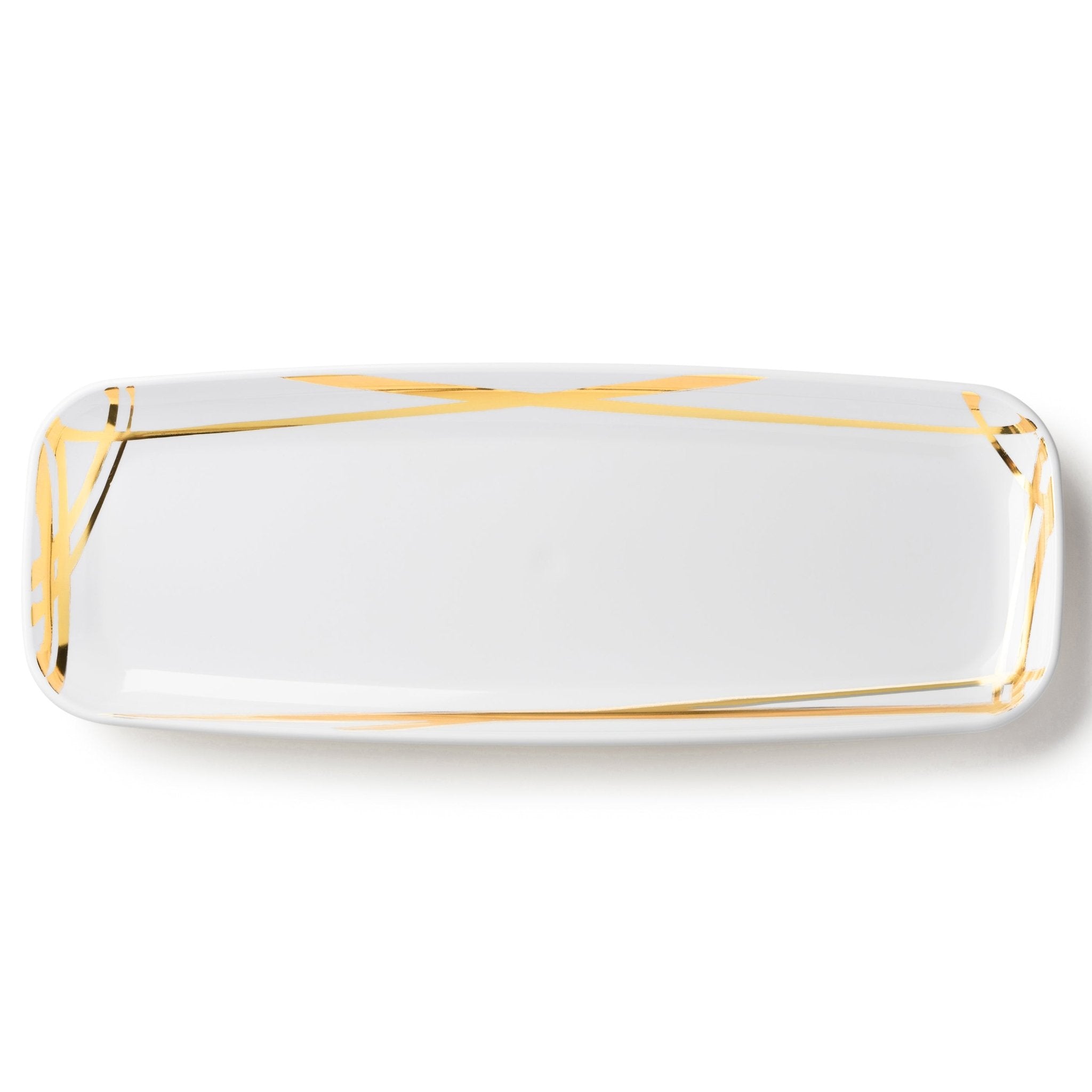 Twist White and Gold Oval Serving Dish - 2 Pack Serving Tray Pro Linens