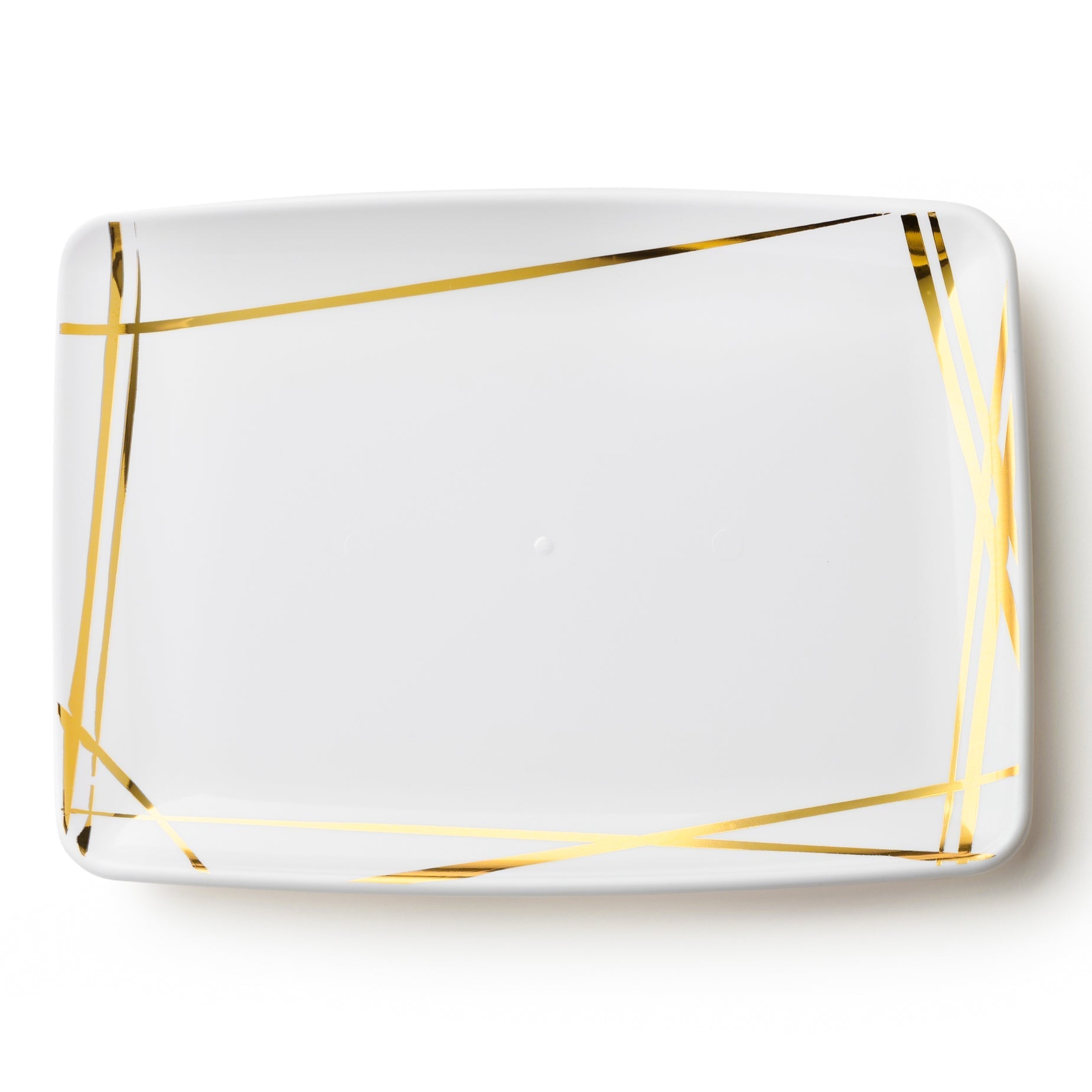 Twist White and Gold Rectangle Serving Dish - 2 Pack Serving Tray Pro Linens