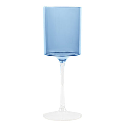 Two Tone 14 Oz Blue/Clear Plastic Wine Goblets - 5 Count Stemmed Goblets Pro Linens