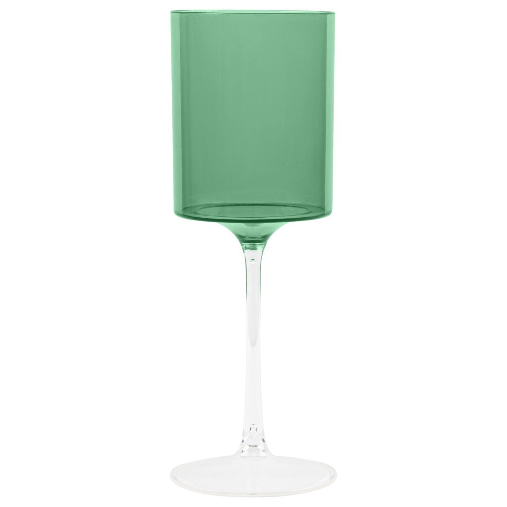 Two Tone 14 Oz Green/Clear Plastic Wine Goblets - 5 Count Stemmed Goblets Pro Linens