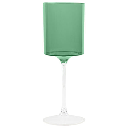 Two Tone 14 Oz Green/Clear Plastic Wine Goblets - 5 Count Stemmed Goblets Pro Linens