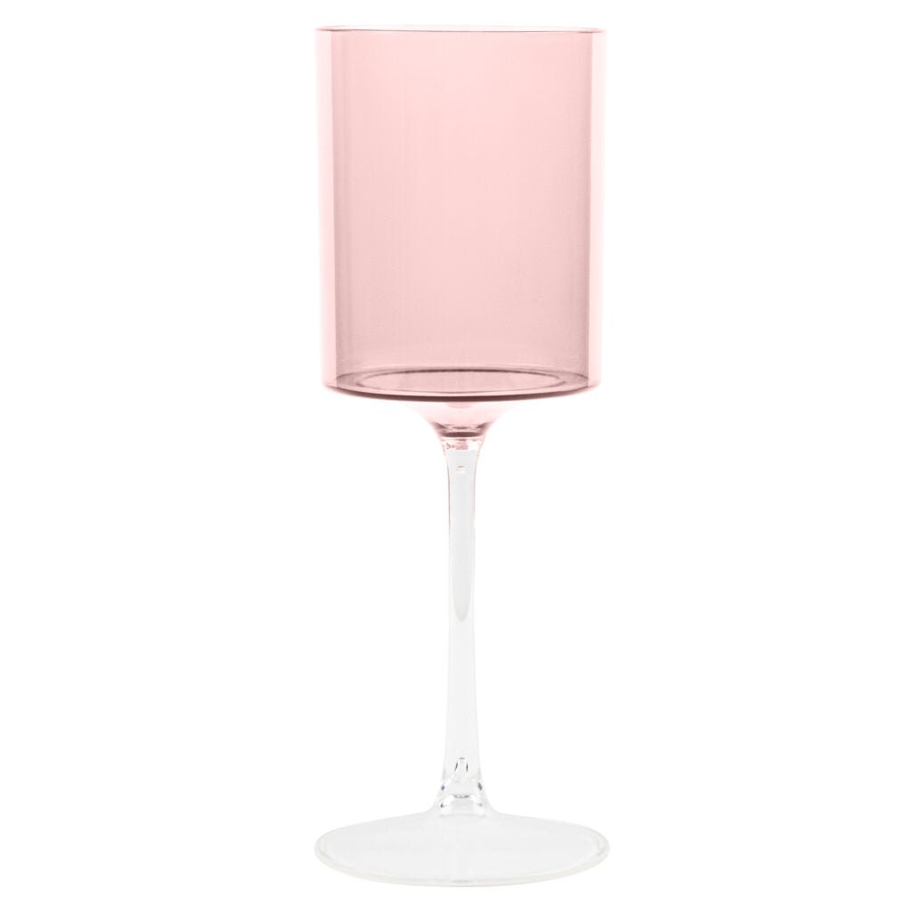 Two Tone 14 Oz Pink/Clear Plastic Wine Goblets - 5 Count Stemmed Goblets Pro Linens