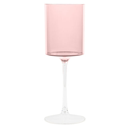 Two Tone 14 Oz Pink/Clear Plastic Wine Goblets - 5 Count Stemmed Goblets Pro Linens