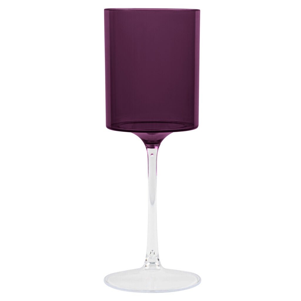 Two Tone 14 Oz Purple/Clear Plastic Wine Goblets - 5 Count Stemmed Goblets Pro Linens