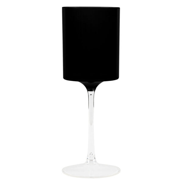 Two Tone 9 Oz Black/Clear Plastic Wine Goblets - 5 Count Stemmed Goblets Pro Linens