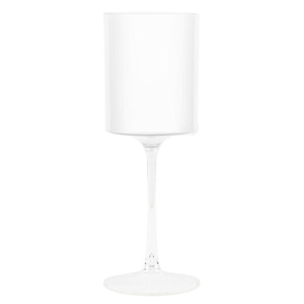 Two Tone 9 Oz White/Clear Plastic Wine Goblets - 5 Count Stemmed Goblets Pro Linens