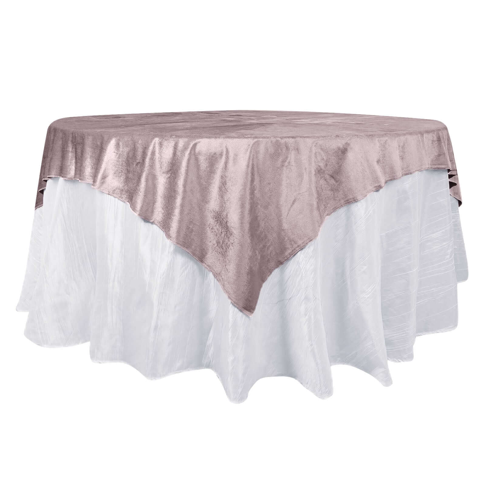 Velvet 72"x72" Table Overlay Square Tablecloth Mauve - Premium Soft Finish Table Topper Pro Linens