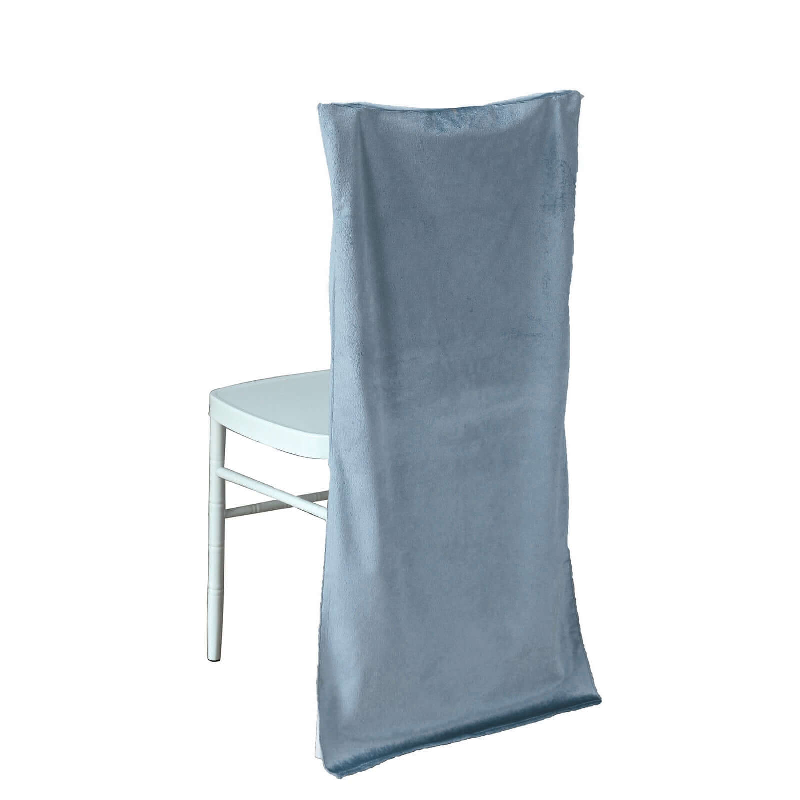 Velvet Chair Back Slipcover for Chiavari Chairs Dusty Blue - Soft and Smooth Solid Chair Back Cover Cap Pro Linens