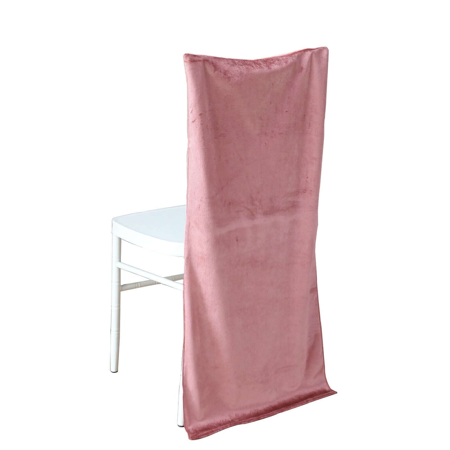 Velvet Chair Back Slipcover for Chiavari Chairs Dusty Rose - Soft and Smooth Solid Chair Back Cover Cap Pro Linens