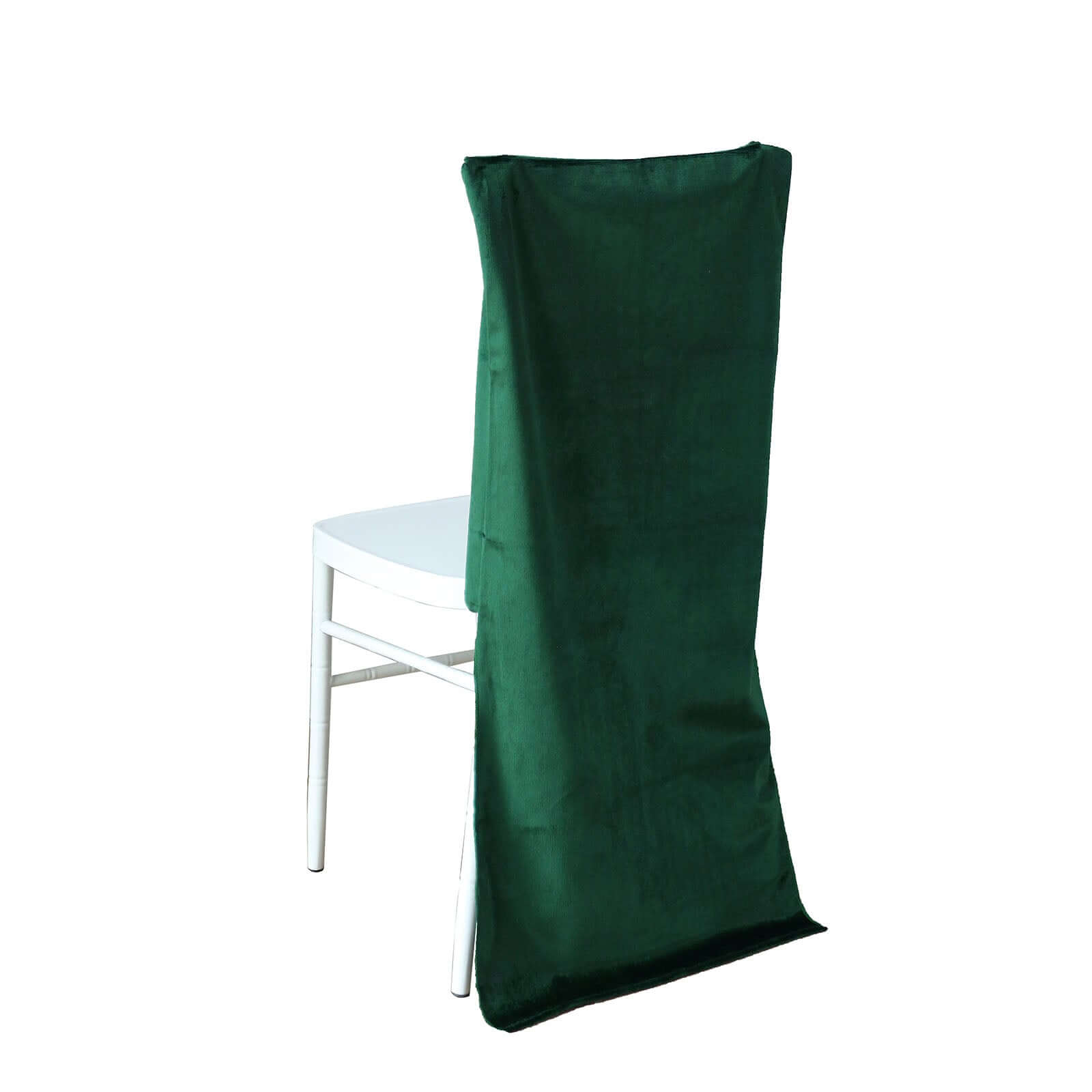 Velvet Chair Back Slipcover for Chiavari Chairs Hunter Emerald Green - Soft and Smooth Solid Chair Back Cover Cap Pro Linens