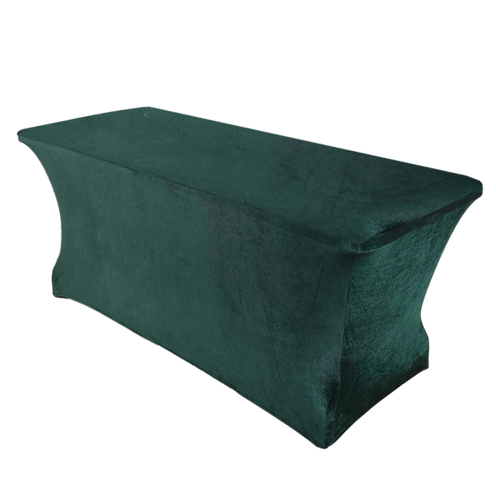 Velvet Spandex 6ft Rectangle Tablecloth Hunter Emerald Green - Fitted Wrinkle - Free Design for 72"x30" Tables - Pro Linens