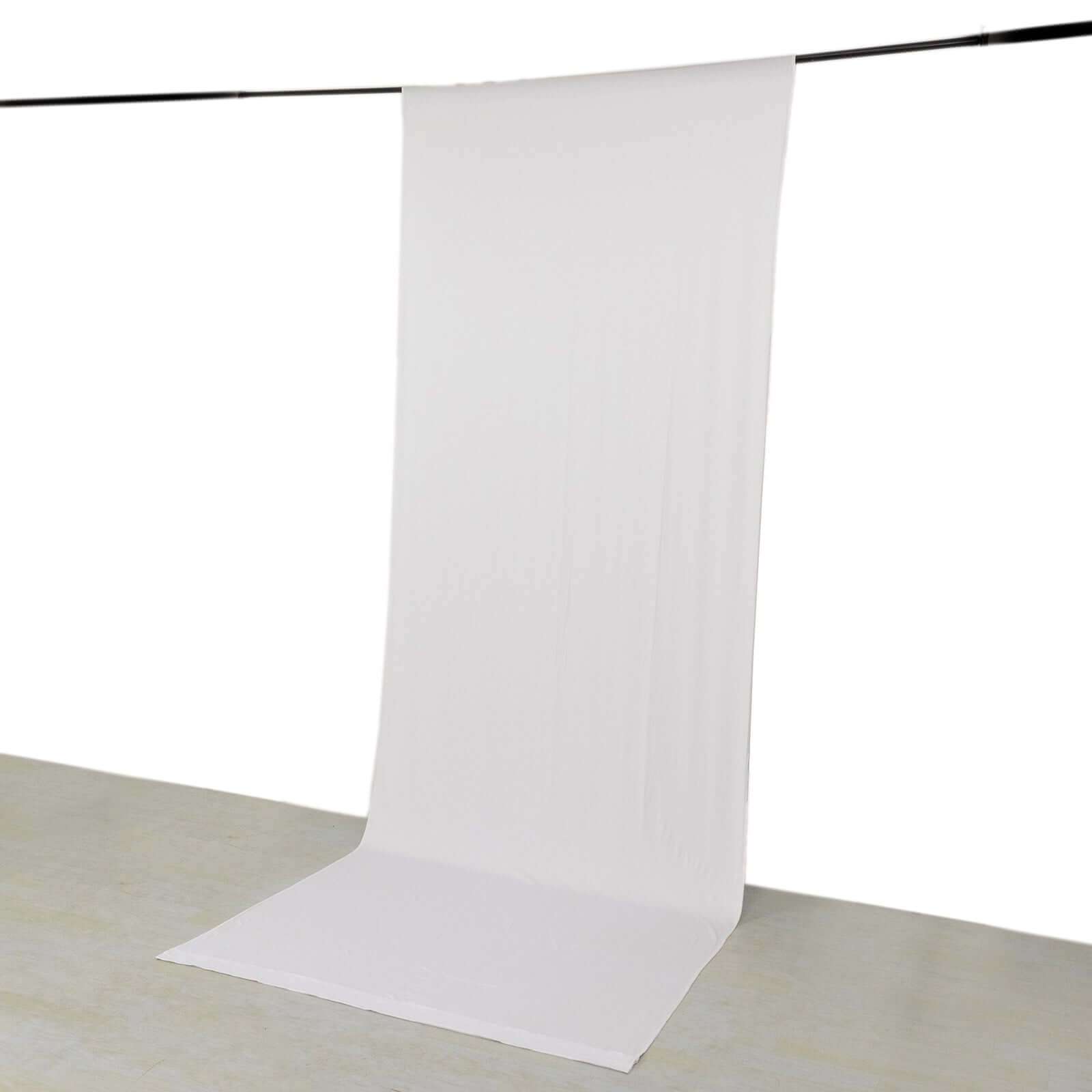 White 4-Way Stretch Spandex Event Curtain Drapes, Wrinkle Free Backdrop Event Panel with Rod Pockets - 5ftx14ft Pro Linens