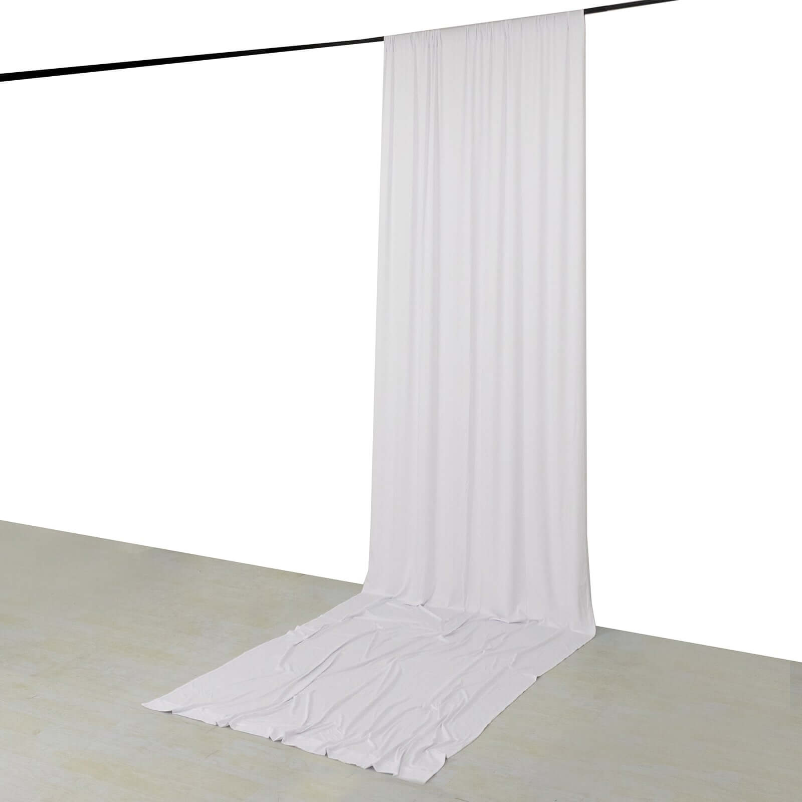 White 4-Way Stretch Spandex Event Curtain Drapes, Wrinkle Free Backdrop Event Panel with Rod Pockets - 5ftx16ft Pro Linens