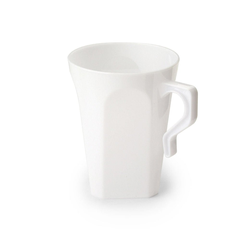 White 8.5oz Square Plastic Coffee Mug 8 Count - Pro Linens