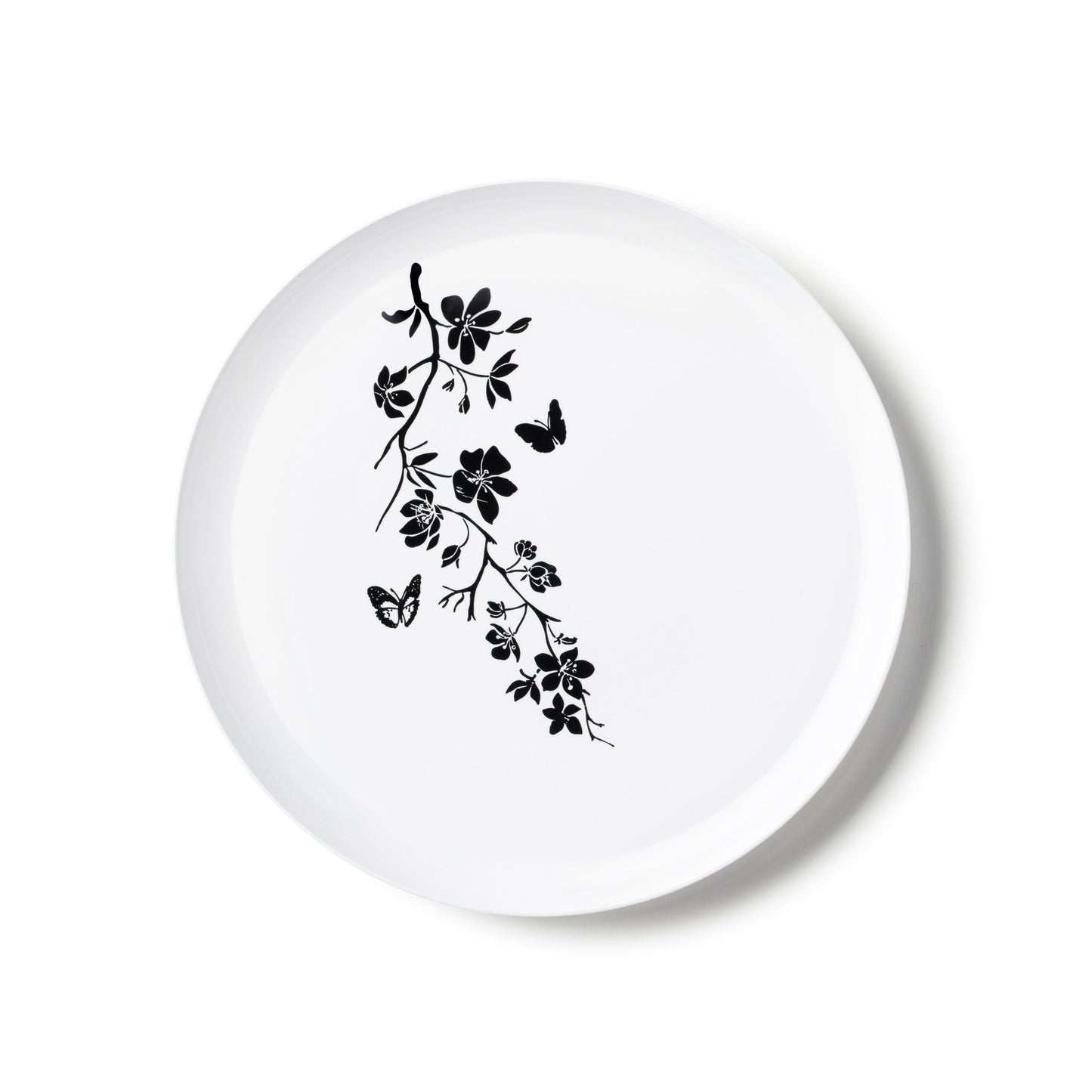 White and Black Round Plastic Plates - Garden Edge Plate Pro Linens