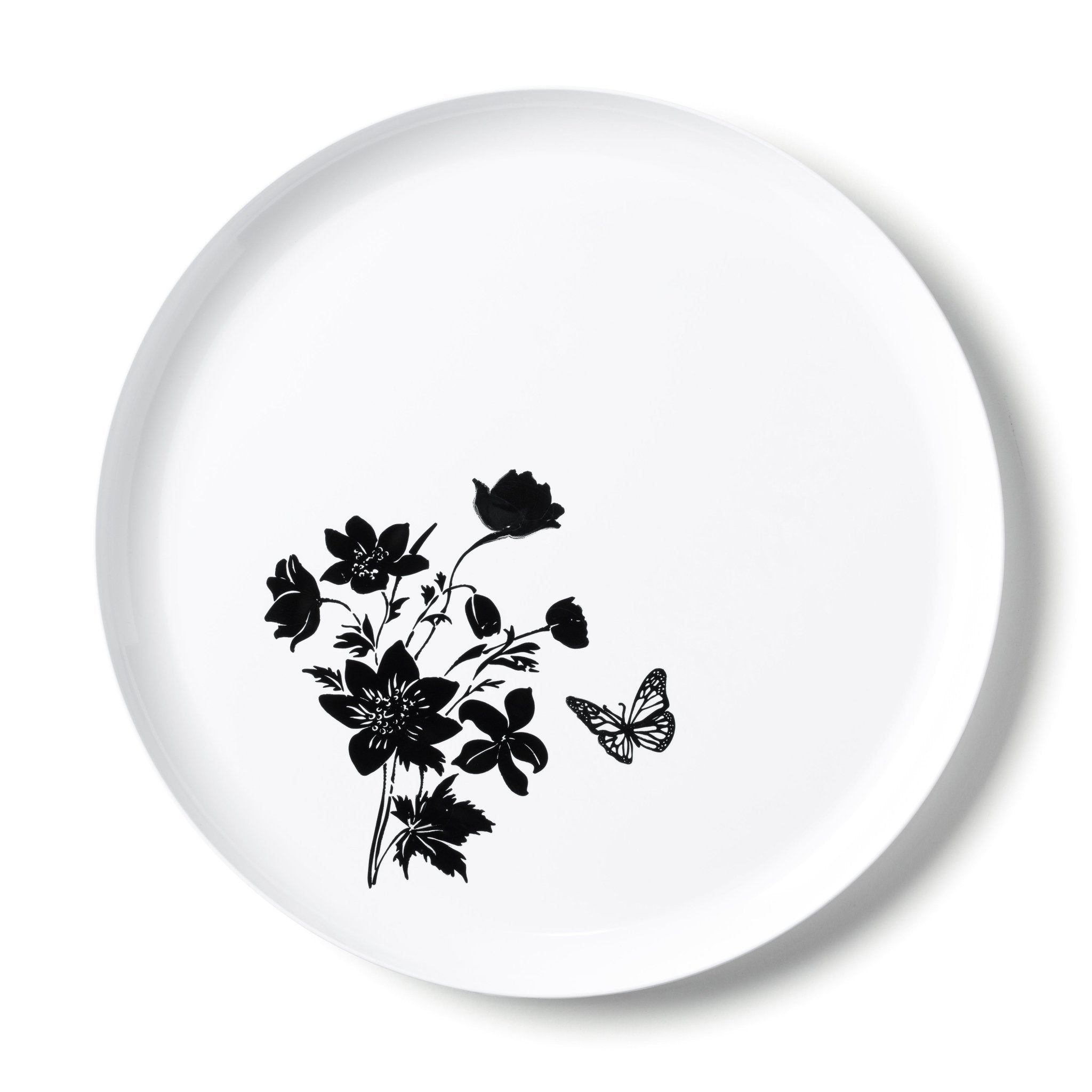 White and Black Round Plastic Plates - Garden Edge Plate Pro Linens