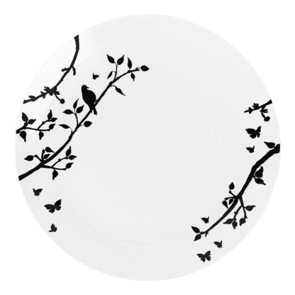 White and Black Round Plastic Plates - Spring Plate Pro Linens