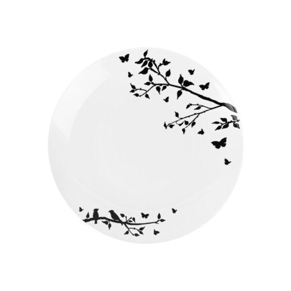 White and Black Round Plastic Plates - Spring Plate Pro Linens