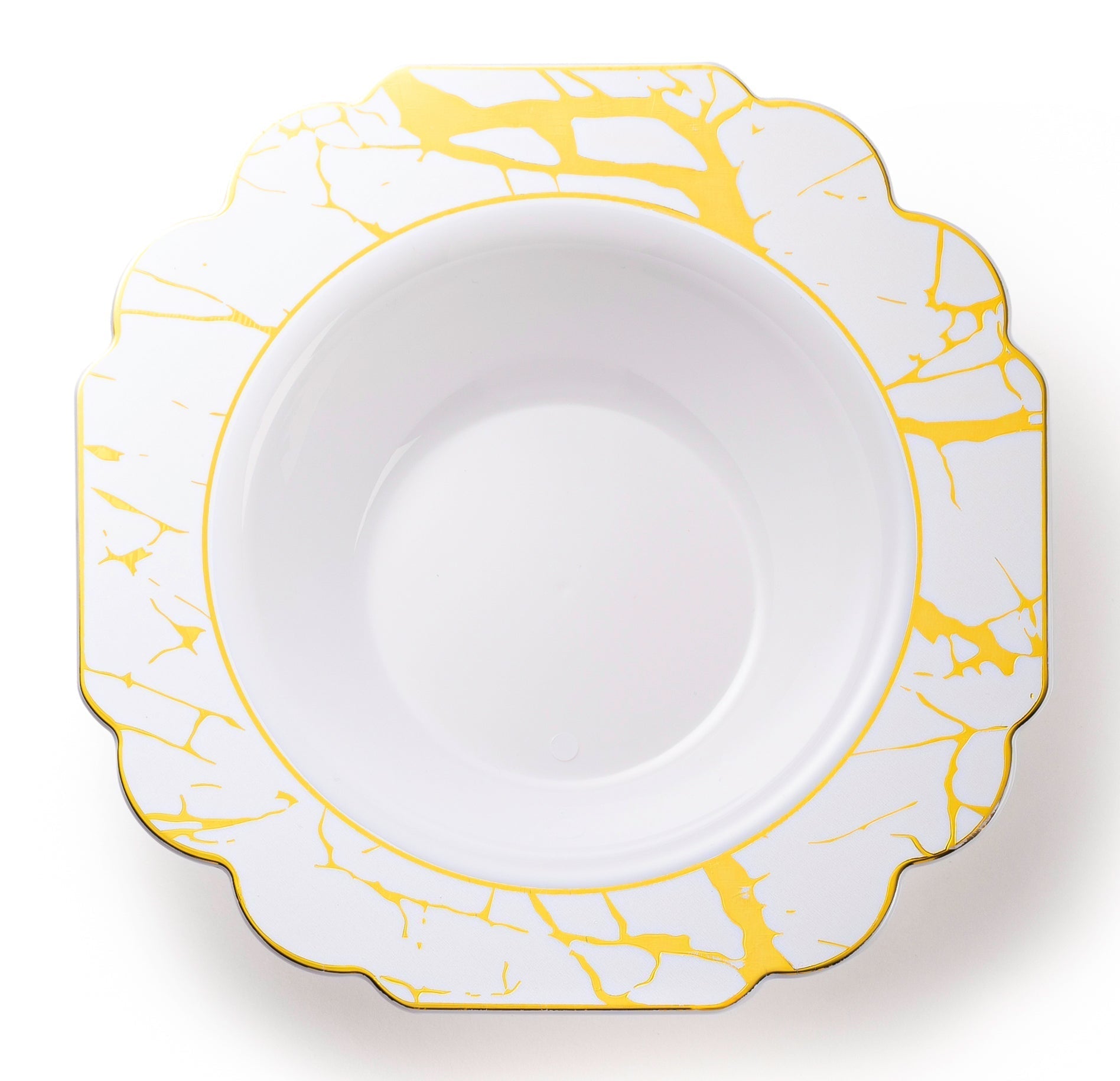 White and Gold Marble Plastic Plates 10 Pack - Grand Plate Pro Linens