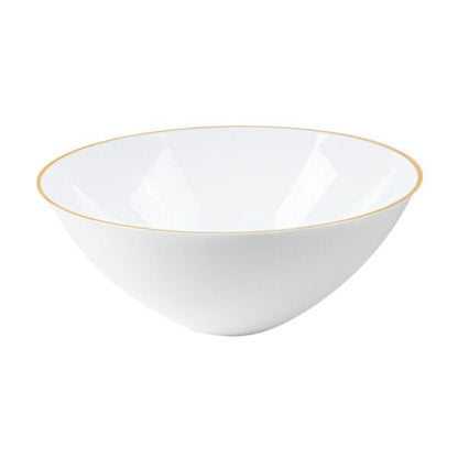 White and Gold Organic Plastic Salad Bowl - 2 Pack Serving Bowl Pro Linens