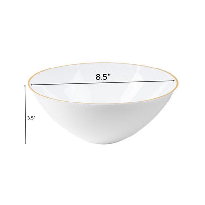 White and Gold Organic Plastic Salad Bowl - 2 Pack Serving Bowl Pro Linens