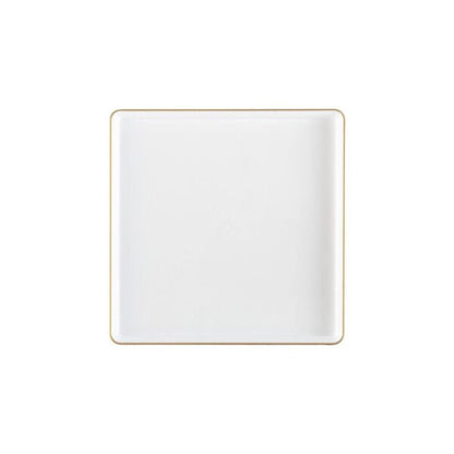 White and Gold Rim Square Plastic Plates - Square Edge Plate Pro Linens