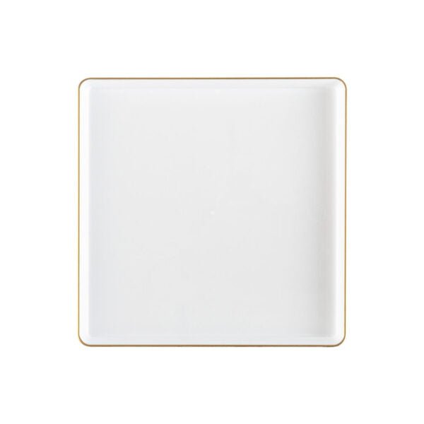 White and Gold Rim Square Plastic Plates - Square Edge Plate Pro Linens