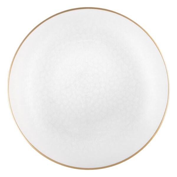 White and Gold Rim Transparent Hammered 13″ Round Plastic Charger Plate - 4 Pack - Pro Linens