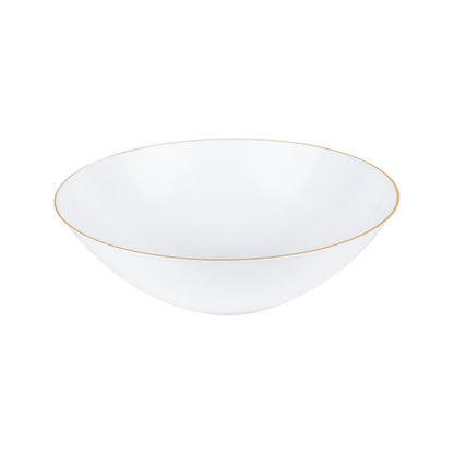 White and Gold Round Plastic Plate 10 Pack - Brush Plate Pro Linens