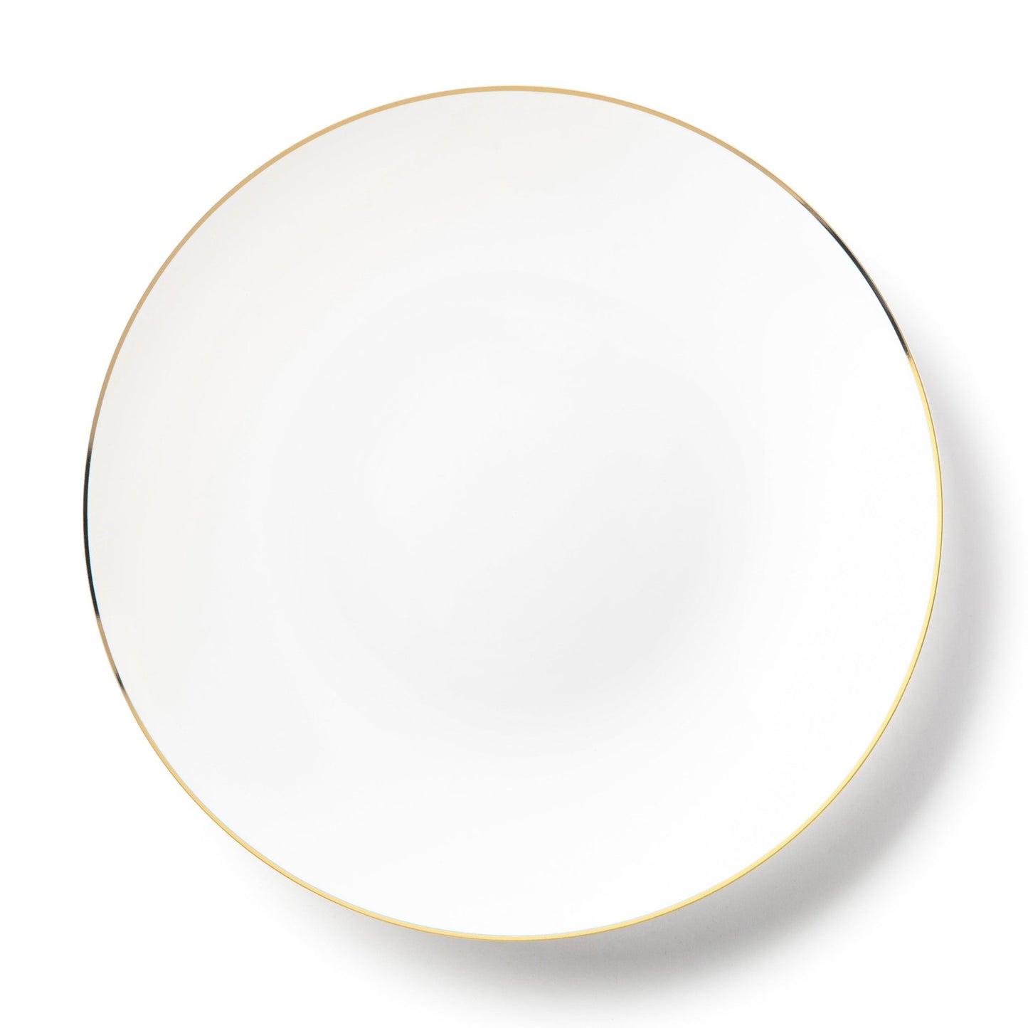 White and Gold Round Plastic Plate 10 Pack - Organic Plate Pro Linens