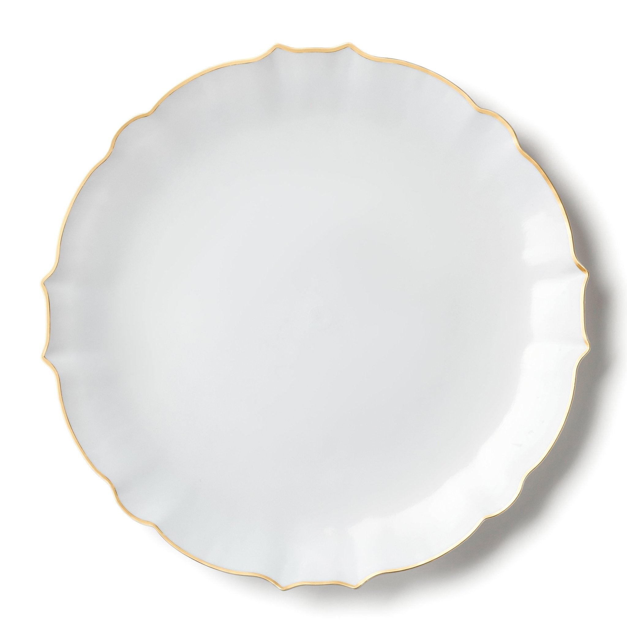 White and Gold Round Plastic Plates 10 Count - Luxe Plate Pro Linens