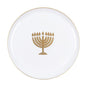 White and Gold Round Plastic Plates 10 Pack - Chanukah Plate Pro Linens