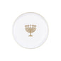 White and Gold Round Plastic Plates 10 Pack - Chanukah Plate Pro Linens