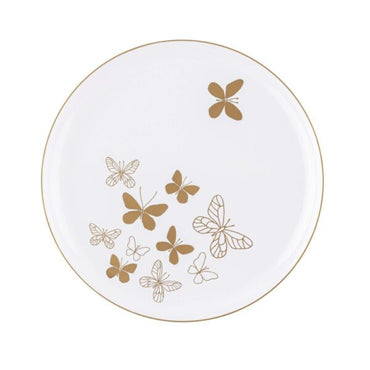 White and Gold Round Plastic Plates - Butterfly Plate Pro Linens