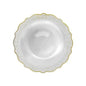 White and Gold Round Plastic Plates - Confetti Plate Pro Linens