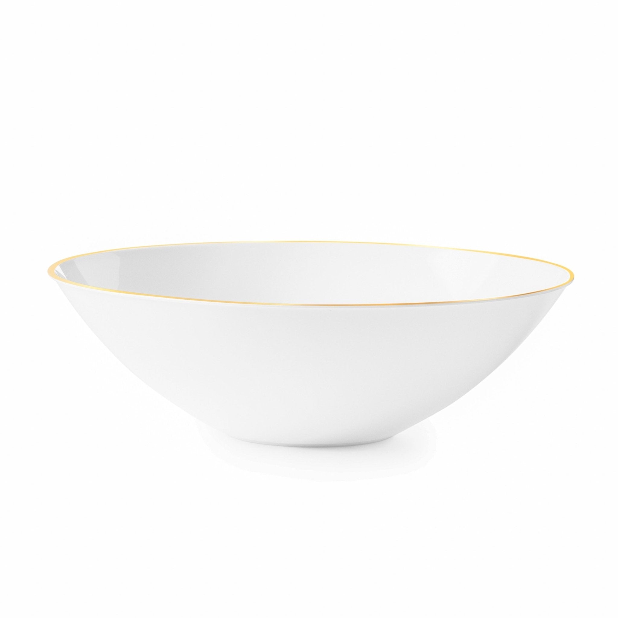 White and Gold Round Plastic Plates - Curve Plate Pro Linens