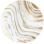 White and Gold Round Plastic Plates - Curve Plate Pro Linens