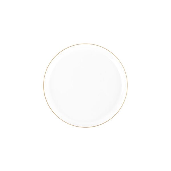 White and Gold Round Plastic Plates - Edge Plate Pro Linens