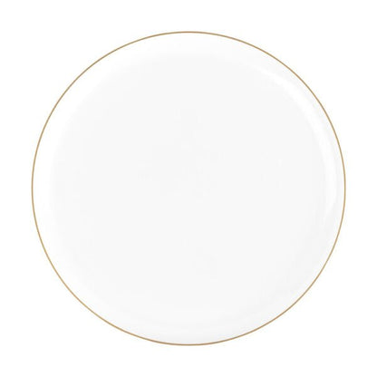 White and Gold Round Plastic Plates - Edge Plate Pro Linens