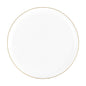 White and Gold Round Plastic Plates - Edge Plate Pro Linens