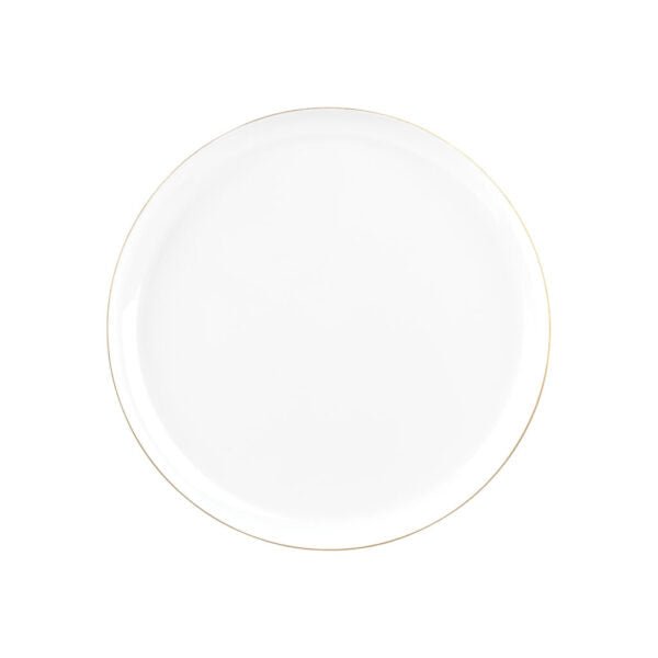 White and Gold Round Plastic Plates - Edge Plate Pro Linens