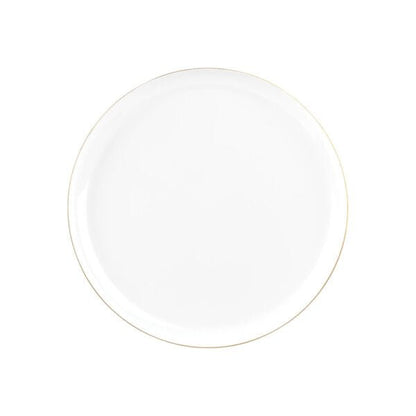 White and Gold Round Plastic Plates - Edge Plate Pro Linens