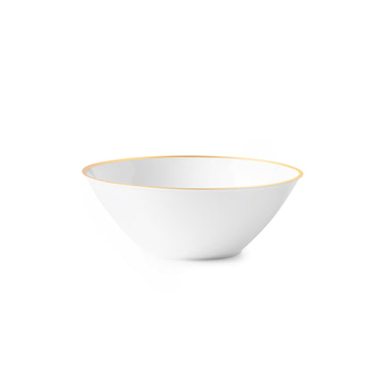 White and Gold Round Plastic Plates - Edge Plate Pro Linens