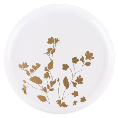 White and Gold Round Plastic Plates - Garden Plate Pro Linens